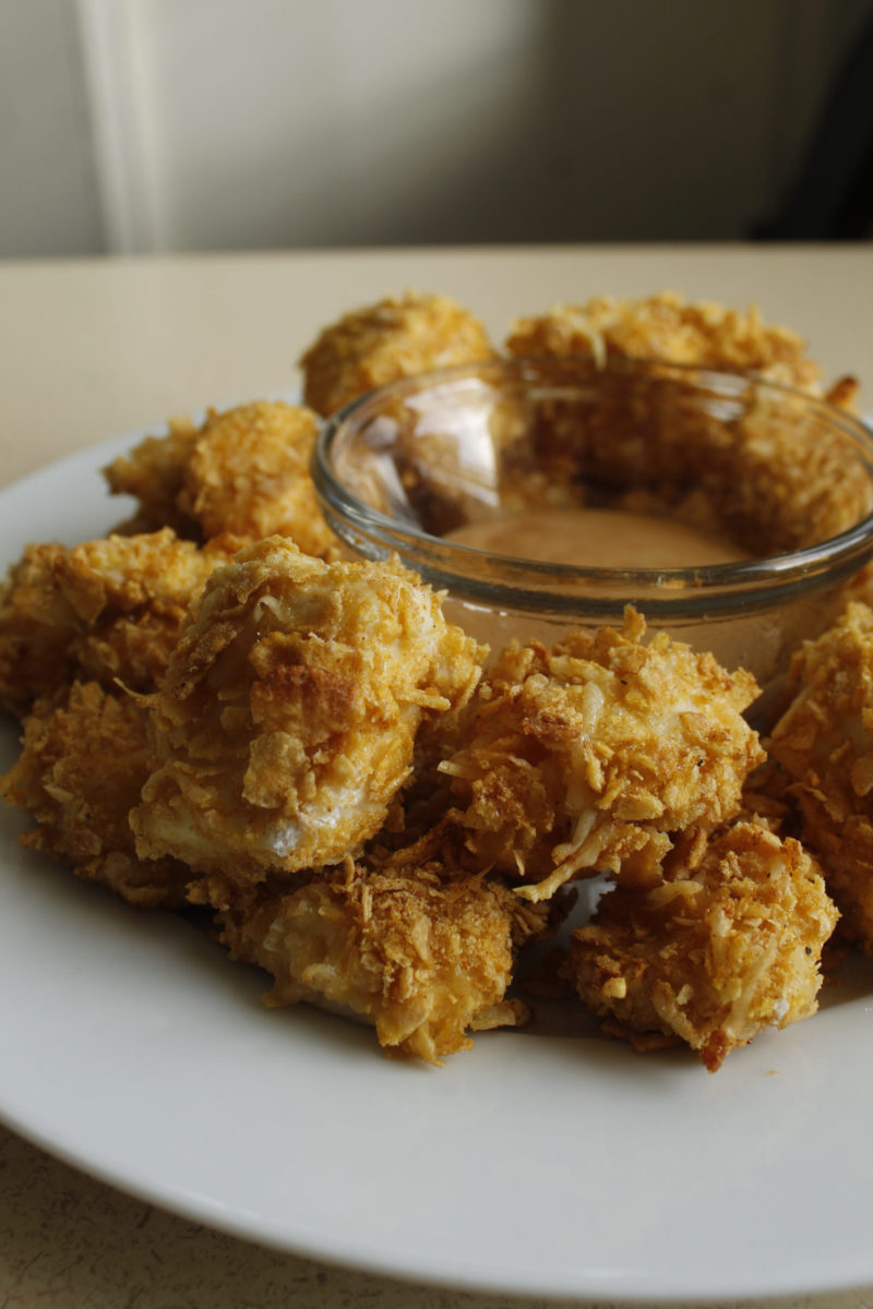Finished dish of chicken nuggets